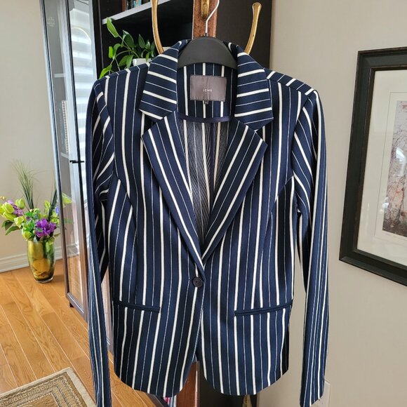 ICHI Striped One-Button Blazer US M - Picture 2 of 7